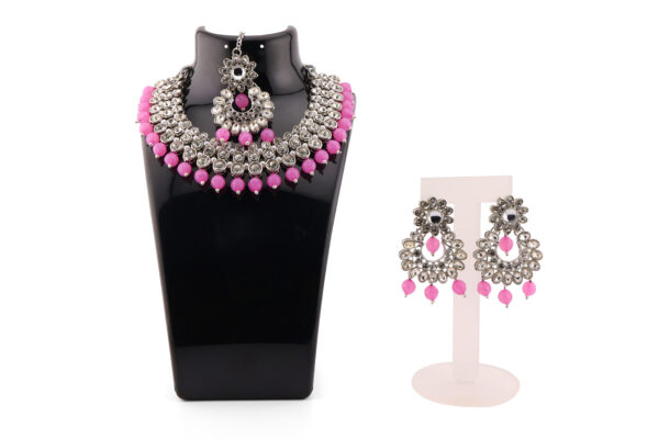 4-Piece Faux Pearl & Rhinestone Jewelry Set – Elegant Necklace & Earrings