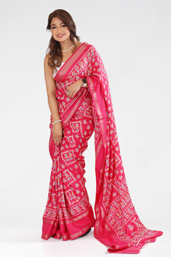 Super Dola Silk Saree with Heavy Jacquard Border & Running Blouse