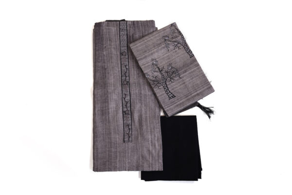 Elegant Organza Salwar Suit with Threadwork Embroidery – With Cotton Bottom & Dupatta