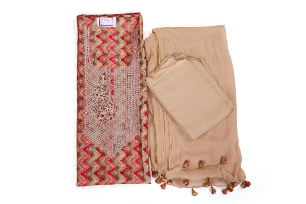 Unstitched Jaipur Cotton Salwar Suit with Embroidery, Threadwork & Mirror Work