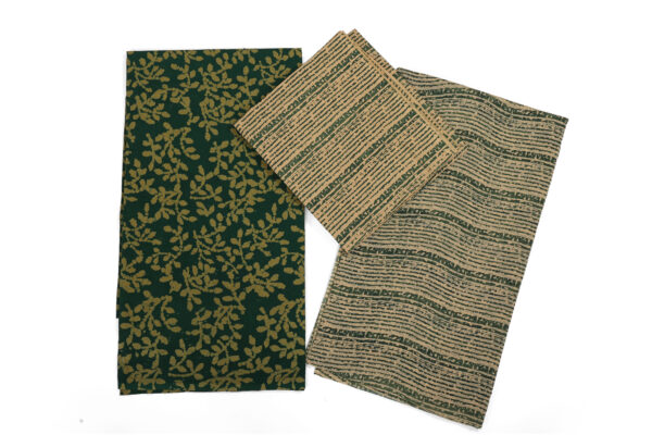 Green Cotton Set Dress Material with Contrast Dupatta