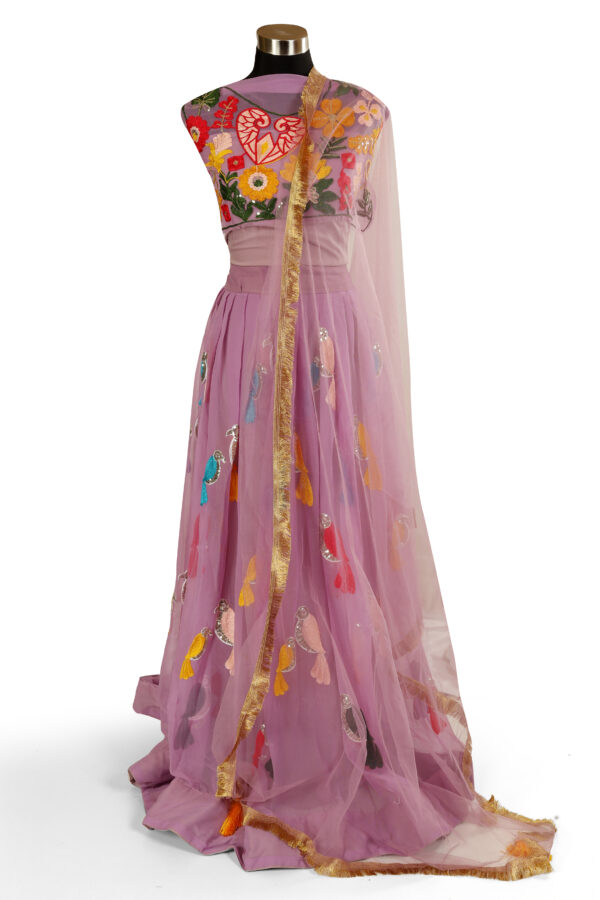 Designer Heavy Georgette Sequin Work Lehenga Choli with Net Dupatta – Semi-Stitched, Party Wear