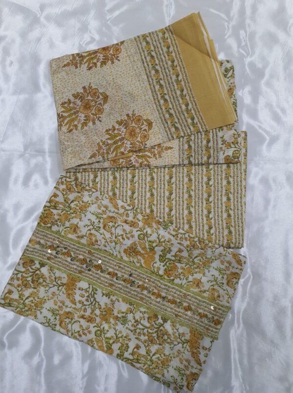 Jaipur Cotton Dress Material with Dupatta – Mustard Color