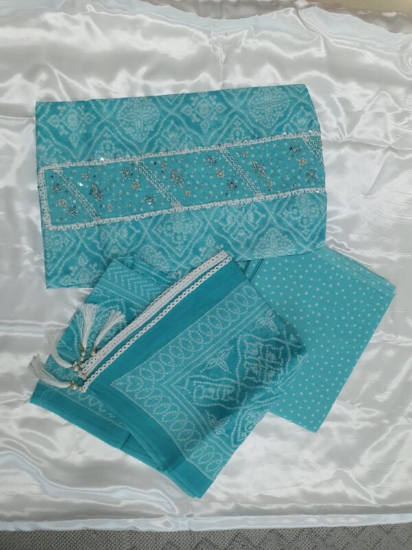 Jaipur Cotton Dress Material with Dupatta – Sky Blue